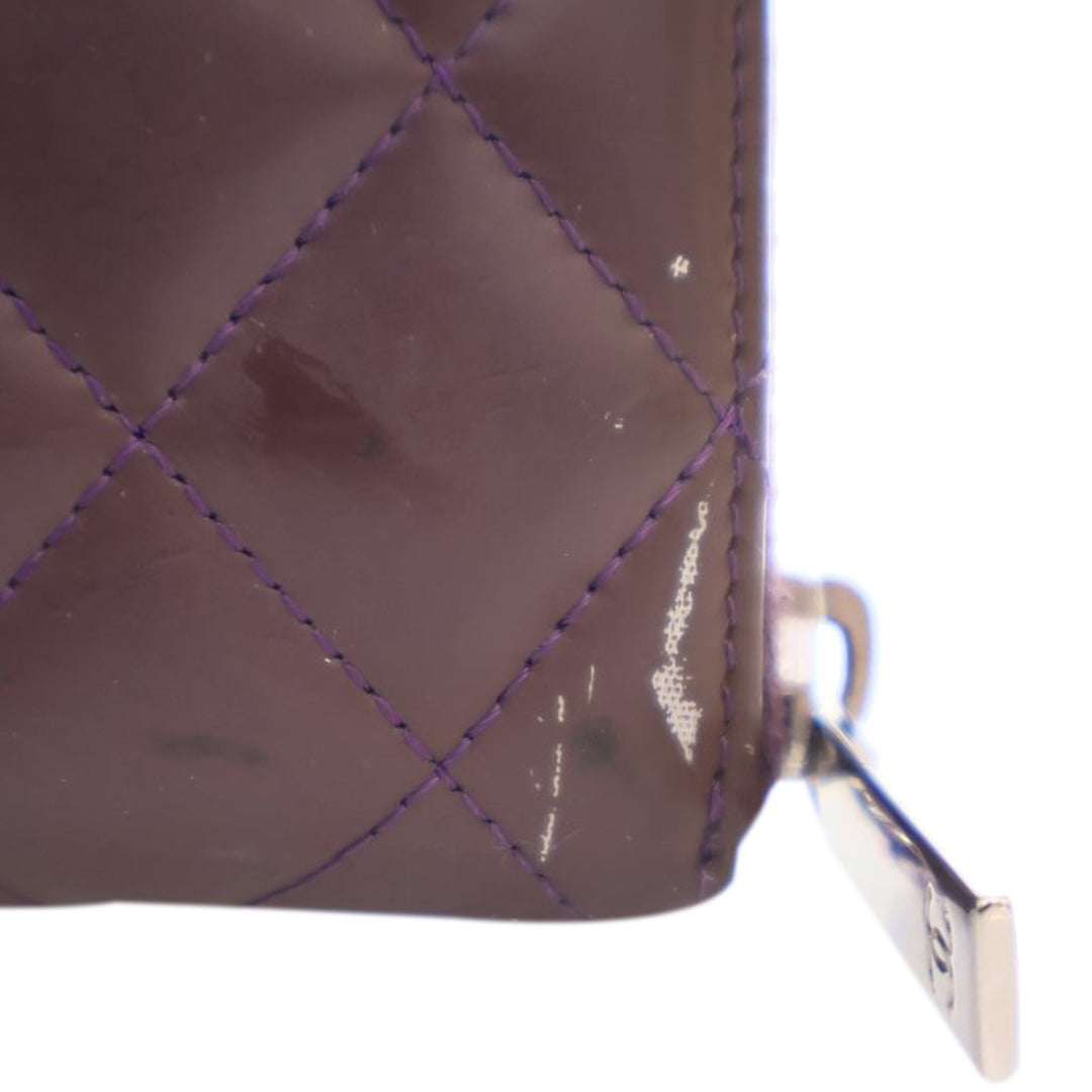 CC Quilted Patent Zip Around Long Wallet Purple - Gaby Paris