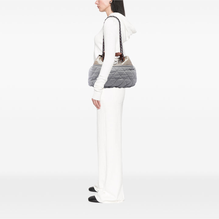 Chanel Matelassé Irisé In The Mix Sac Grand Cuir de veau Gris – vue 6 – GABY PARIS