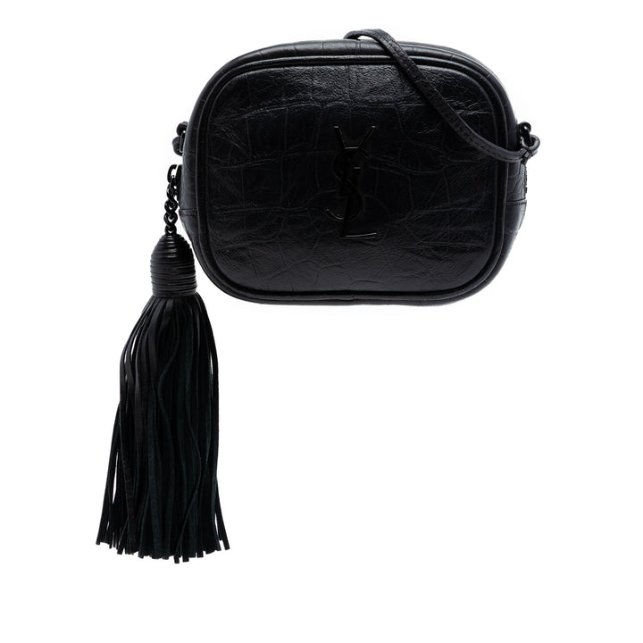Saint Laurent Mini Croc embossé Cuir Blogger Sac caméra