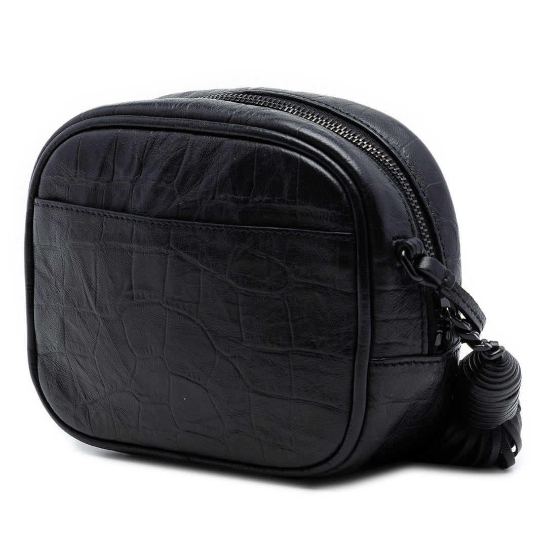 Saint Laurent Mini Croc embossé Cuir Blogger Sac caméra