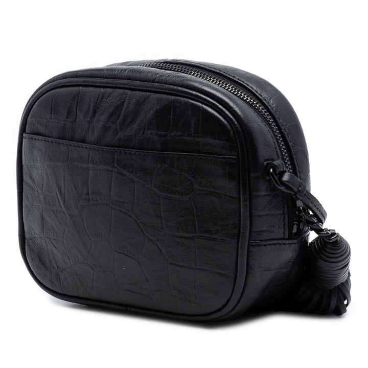 Saint Laurent Mini Croc embossé Cuir Blogger Sac caméra