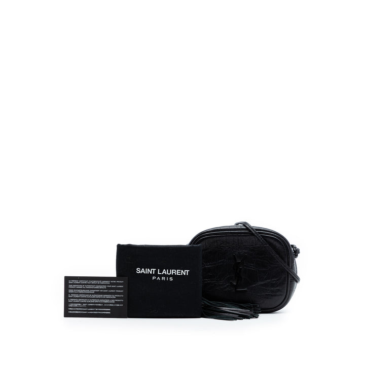 Saint Laurent Mini Croc embossé Cuir Blogger Sac caméra