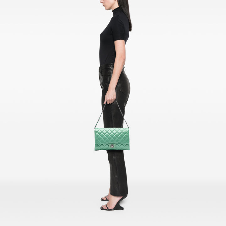 Quilted Patent New Clutch on Chain Green - Gaby Paris