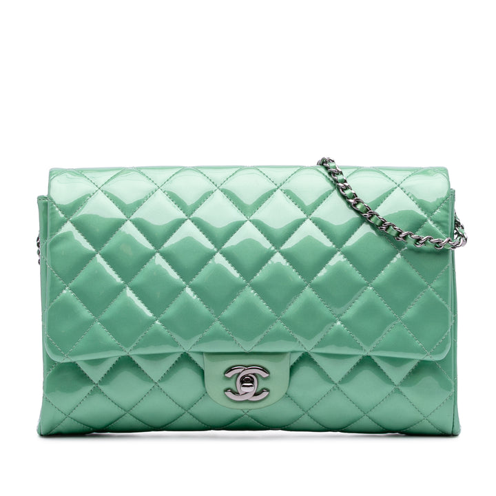 Quilted Patent New Clutch on Chain Green - Gaby Paris