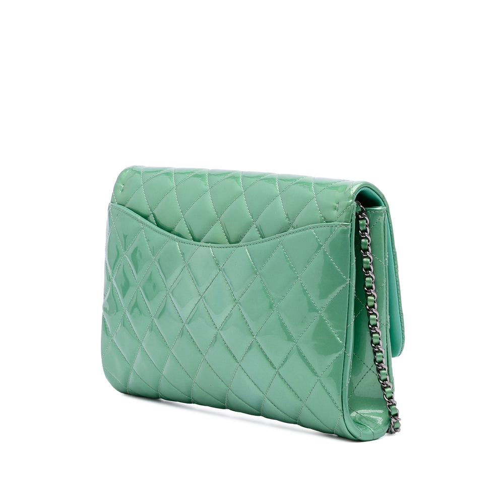 Quilted Patent New Clutch on Chain Green - Gaby Paris