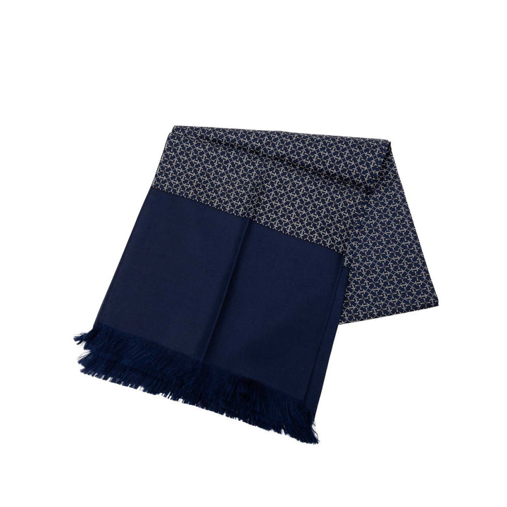 Hermès Geometric Fringe Shawl 140 Bleu – vue principale – GABY PARIS