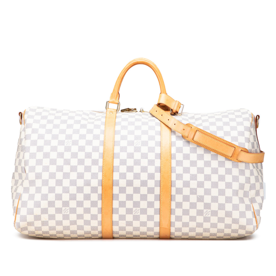 Damier Azur Keepall Bandouliere 55 White - Gaby Paris