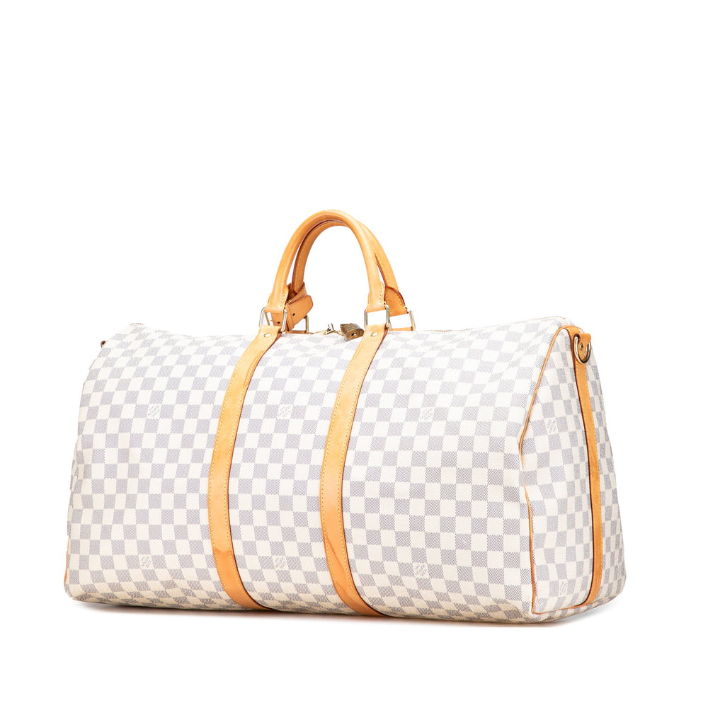 Damier Azur Keepall Bandouliere 55 White - Gaby Paris