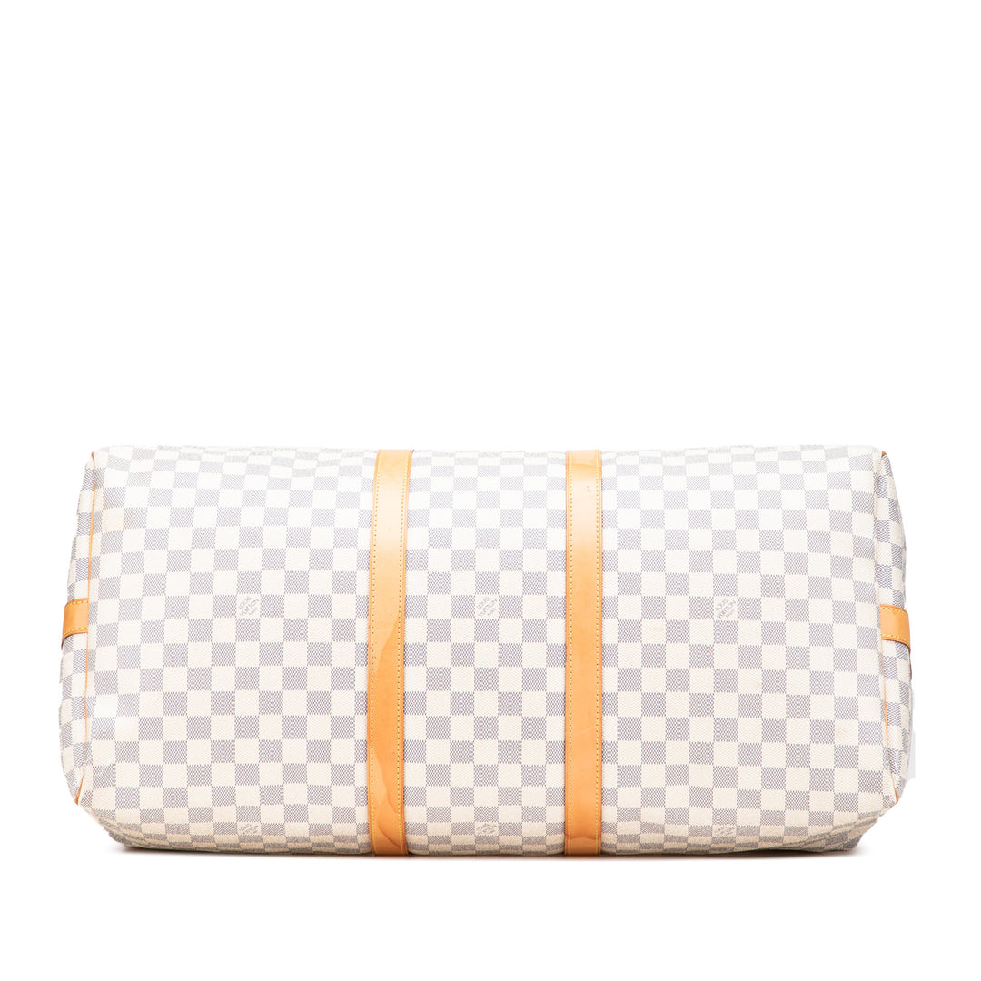 Damier Azur Keepall Bandouliere 55 White - Gaby Paris
