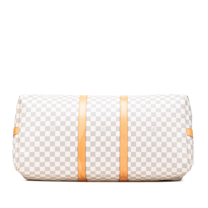 Damier Azur Keepall Bandouliere 55 White - Gaby Paris