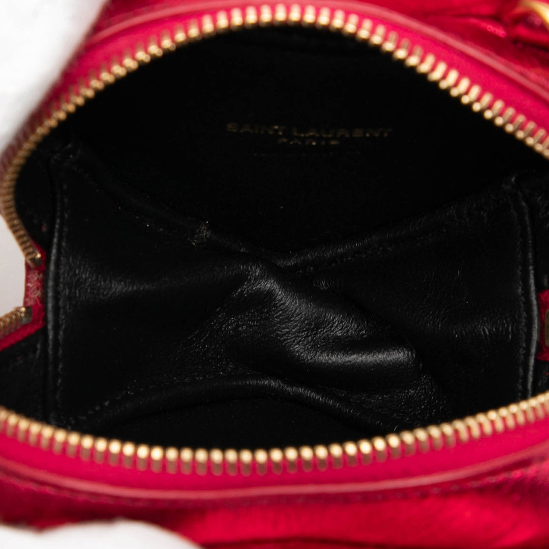 Saint Laurent Mini Metallic Cuir Chevron Monogram Love Heart Sac à chaîne – GABY PARIS Authentique