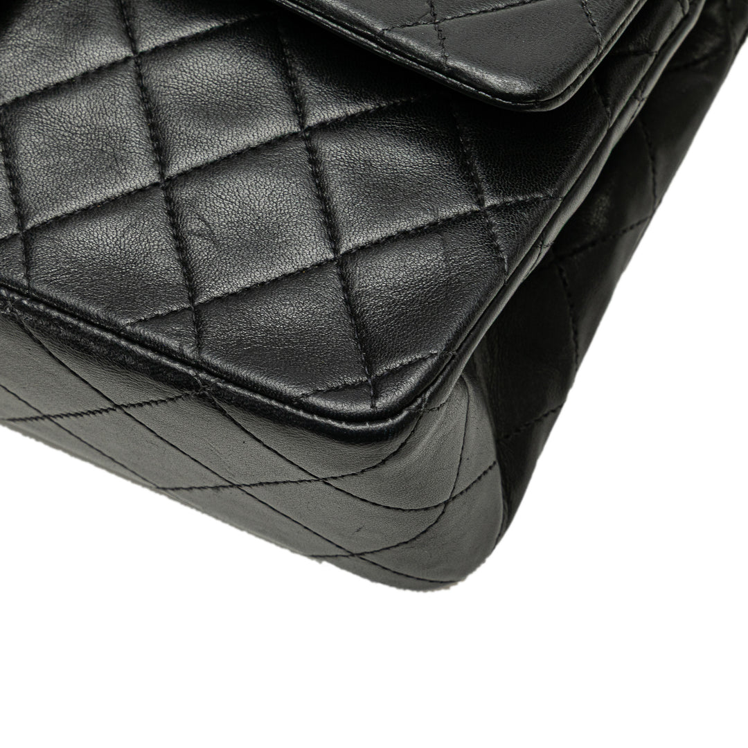 Medium Classic Lambskin Double Flap Black - Gaby Paris