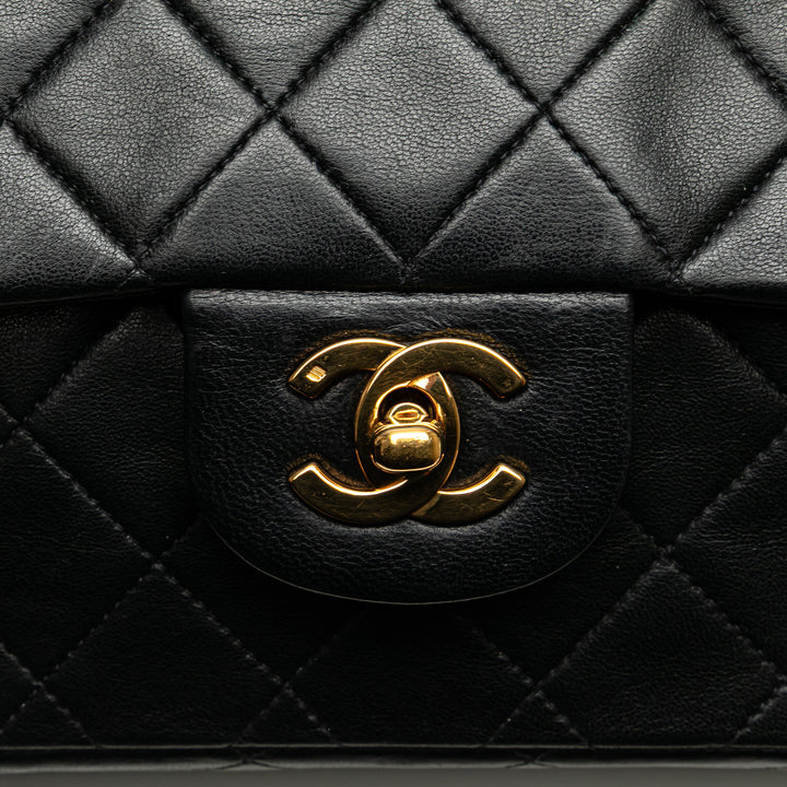 Medium Classic Lambskin Double Flap Black - Gaby Paris