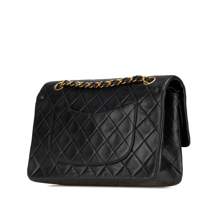 Medium Classic Lambskin Double Flap Black - Gaby Paris