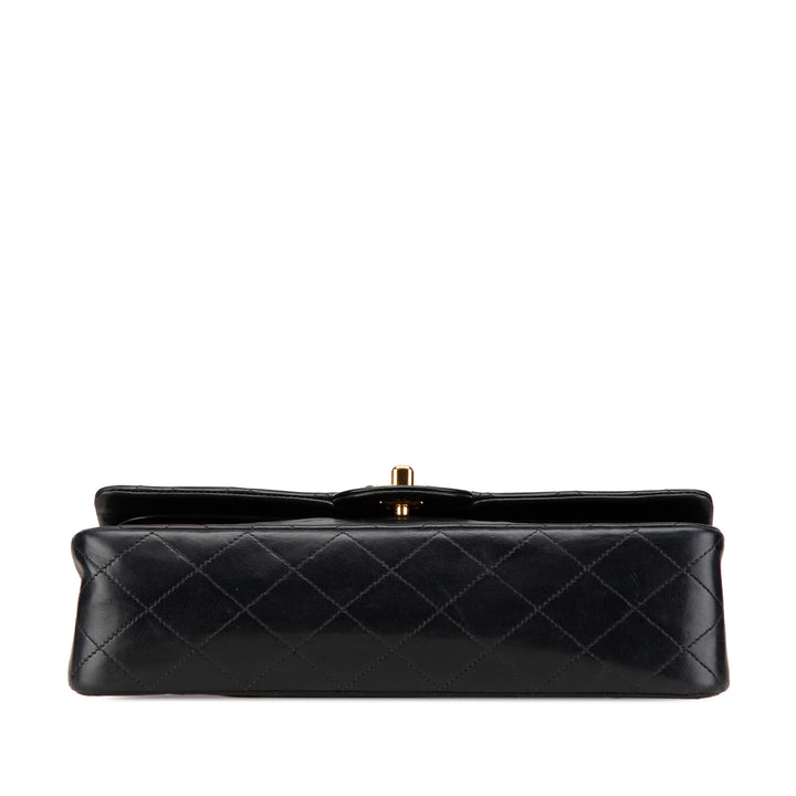 Medium Classic Lambskin Double Flap Black - Gaby Paris