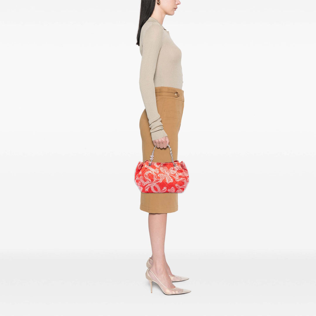 Chanel CC Matelassé Cotton Coral Print Cabas chaîne