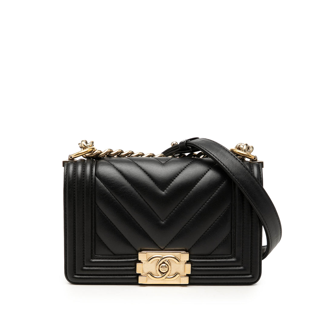 Chanel Chevron Boy à rabat Petit Cuir d'agneau