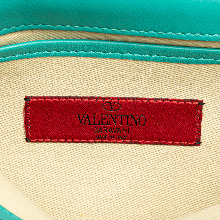 Leather Rockstud Va Va Voom Clutch on Chain Blue - Gaby Paris