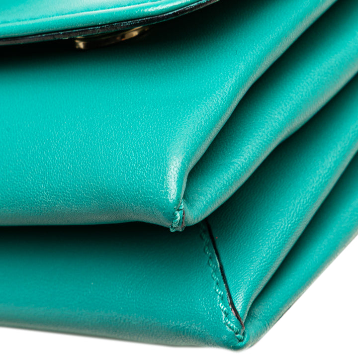 Leather Rockstud Va Va Voom Clutch on Chain Blue - Gaby Paris