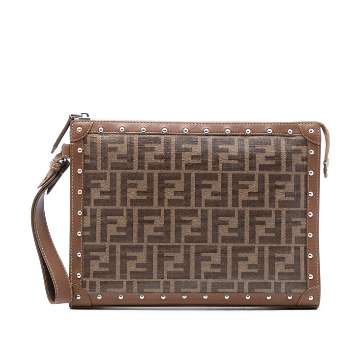 Fendi clouté Cuir à finitions Zucca Coated Toile Pochette