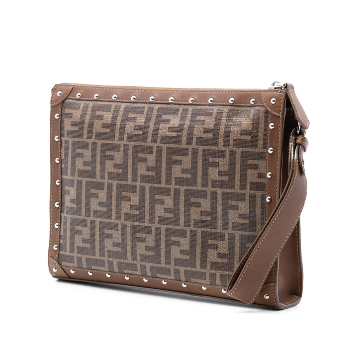 Fendi clouté Cuir à finitions Zucca Coated Toile Pochette