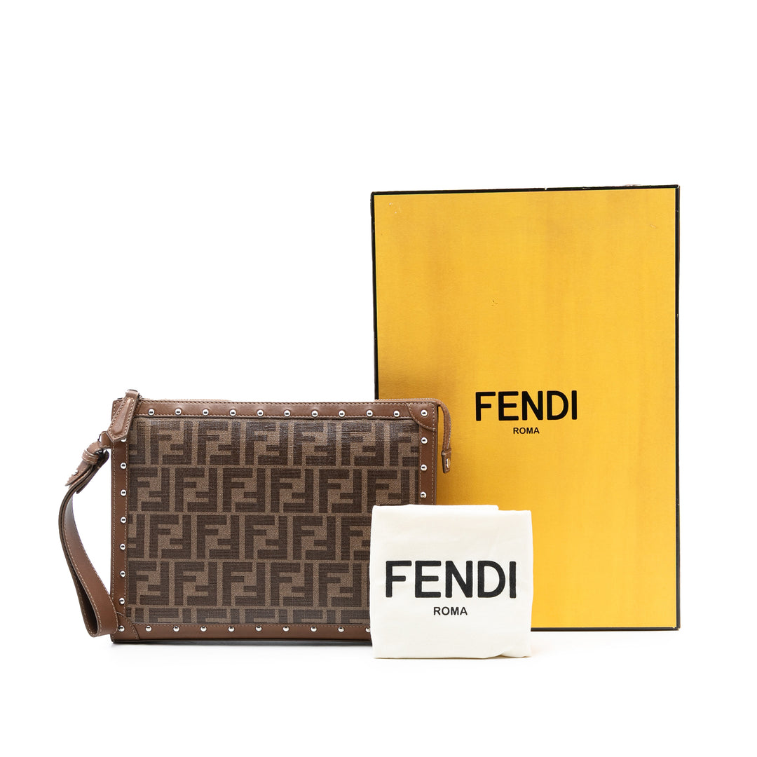 Fendi clouté Cuir à finitions Zucca Coated Toile Pochette