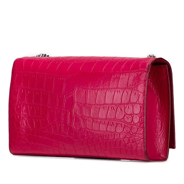 Saint Laurent Medium Croc embossé Cuir Kate Pompon Sac porté croisé