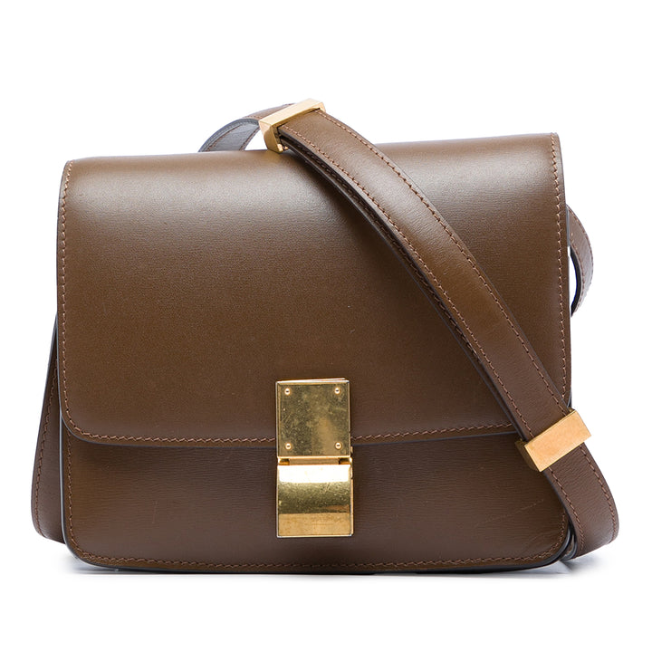 Celine Sac bandoulière Classic Boîte Teen Cuir de veau Marron – vue principale – GABY PARIS