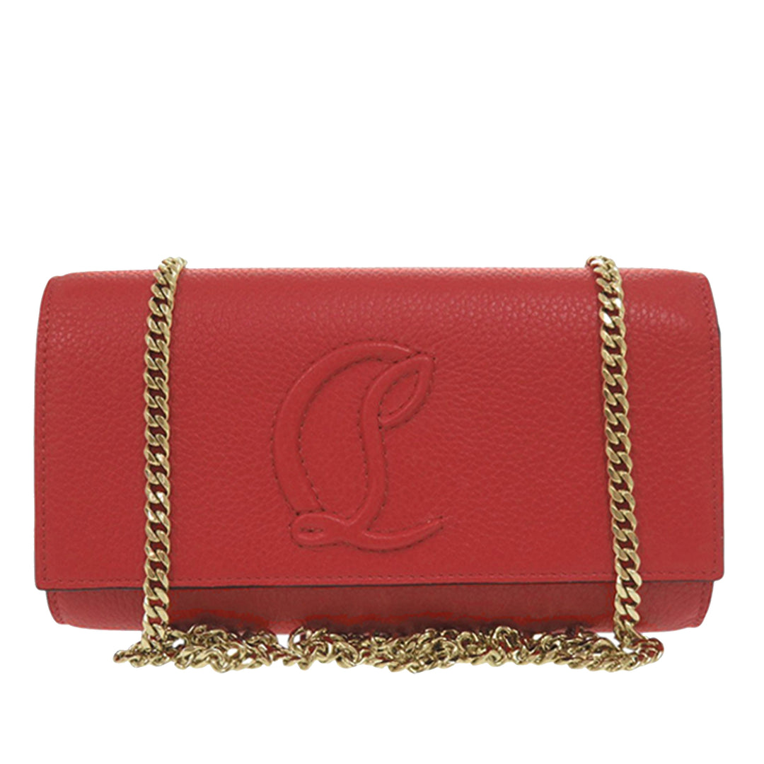 Christian Louboutin Sac bandoulière grainé By My Side Wallet on Chain Cuir de veau grainé Rouge – vue principale – GABY PARIS