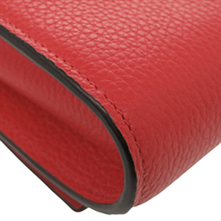 Christian Louboutin Sac bandoulière grainé By My Side Wallet on Chain Cuir de veau grainé Rouge – vue 14 – GABY PARIS