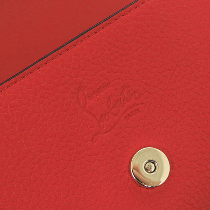 Christian Louboutin Sac bandoulière grainé By My Side Wallet on Chain Cuir de veau grainé Rouge – vue 7 – GABY PARIS