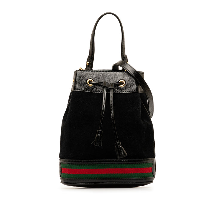 Small Suede Ophidia Bucket Bag Black - Gaby Paris