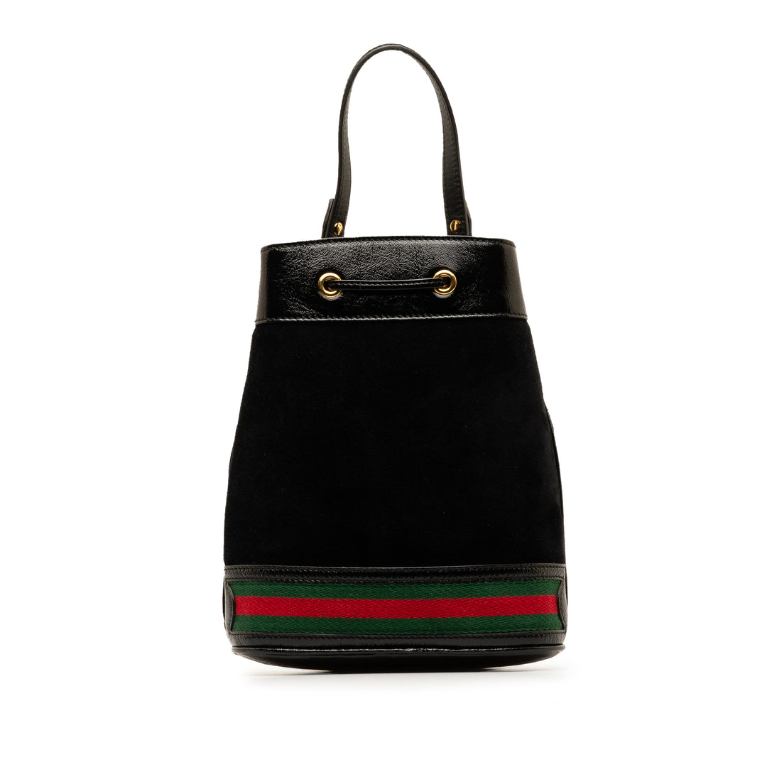 Small Suede Ophidia Bucket Bag Black - Gaby Paris