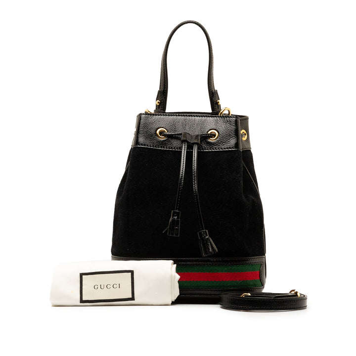 Small Suede Ophidia Bucket Bag Black - Gaby Paris