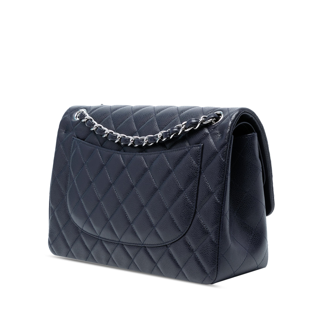Chanel Jumbo Classic Caviar Double rabat Bleu