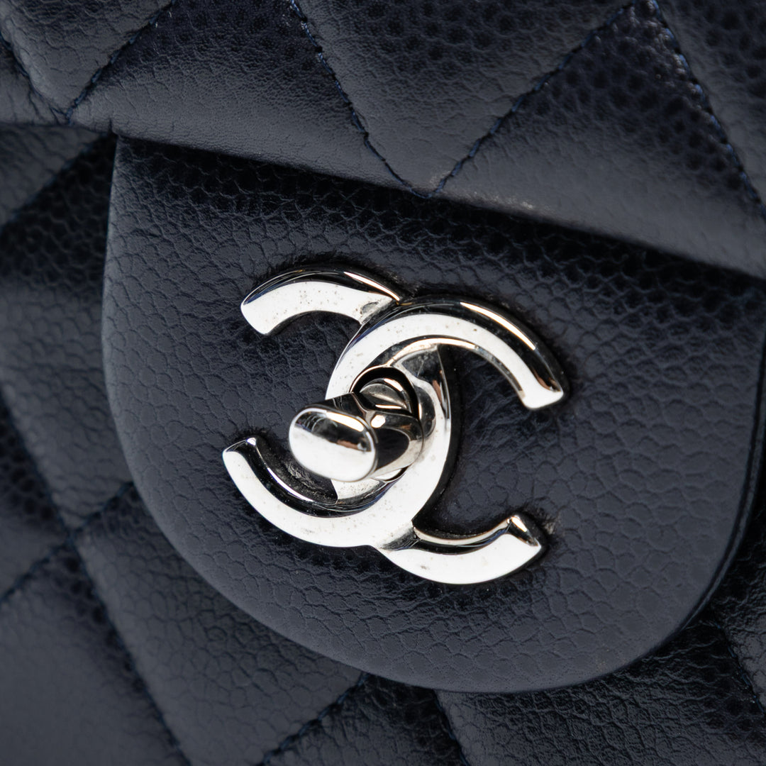 Chanel Jumbo Classic Caviar Double rabat Bleu