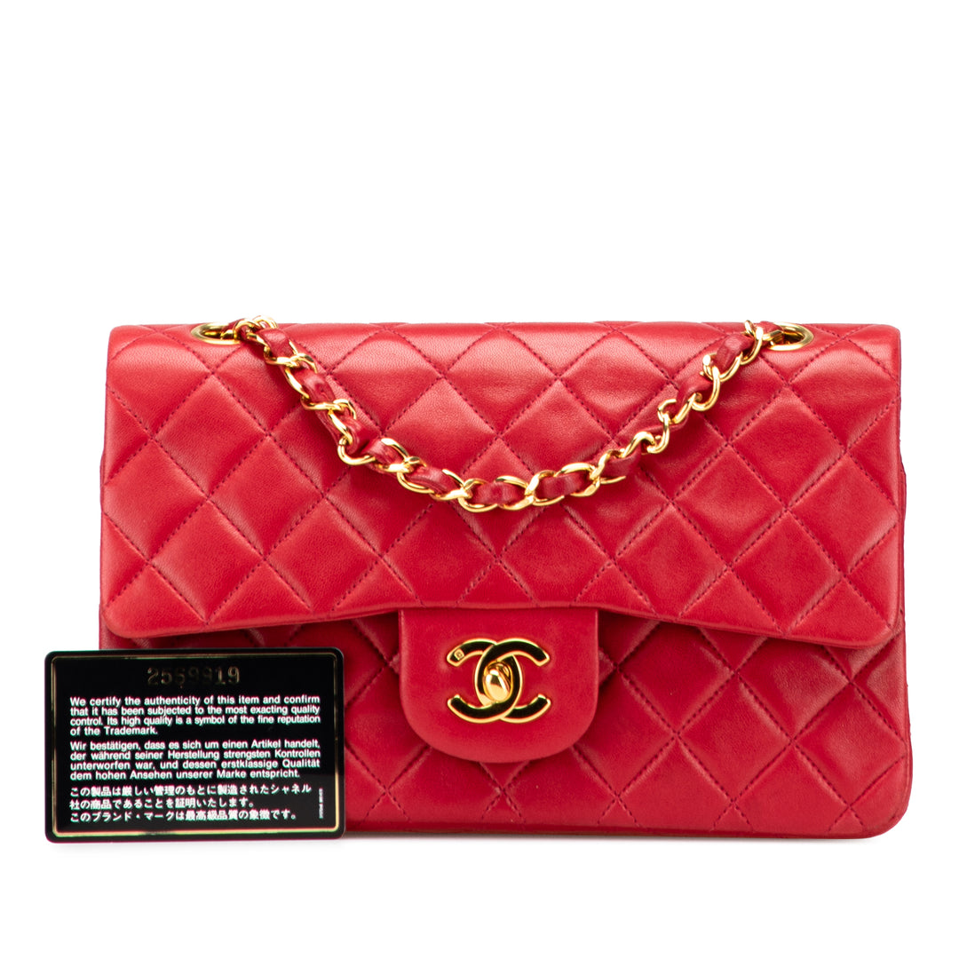 Small Classic Lambskin Double Flap Red - Gaby Paris