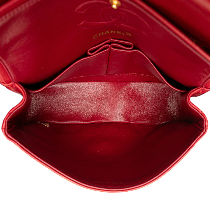 Small Classic Lambskin Double Flap Red - Gaby Paris