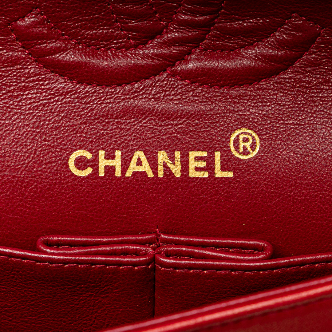 Small Classic Lambskin Double Flap Red - Gaby Paris