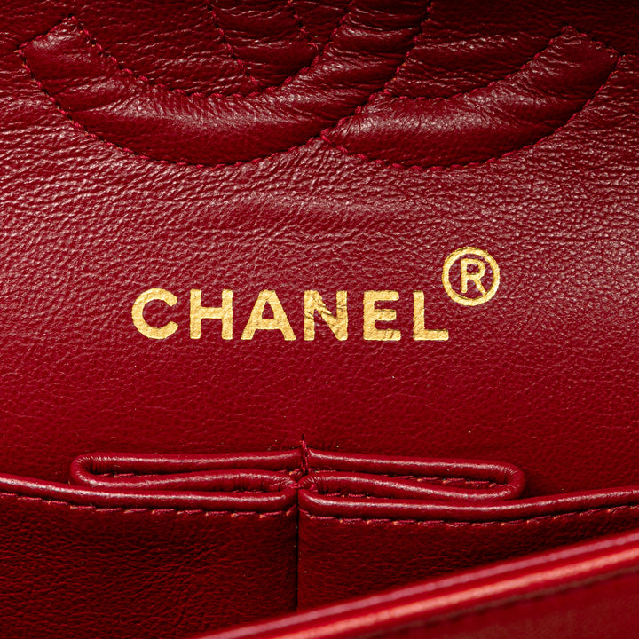 Small Classic Lambskin Double Flap Red - Gaby Paris