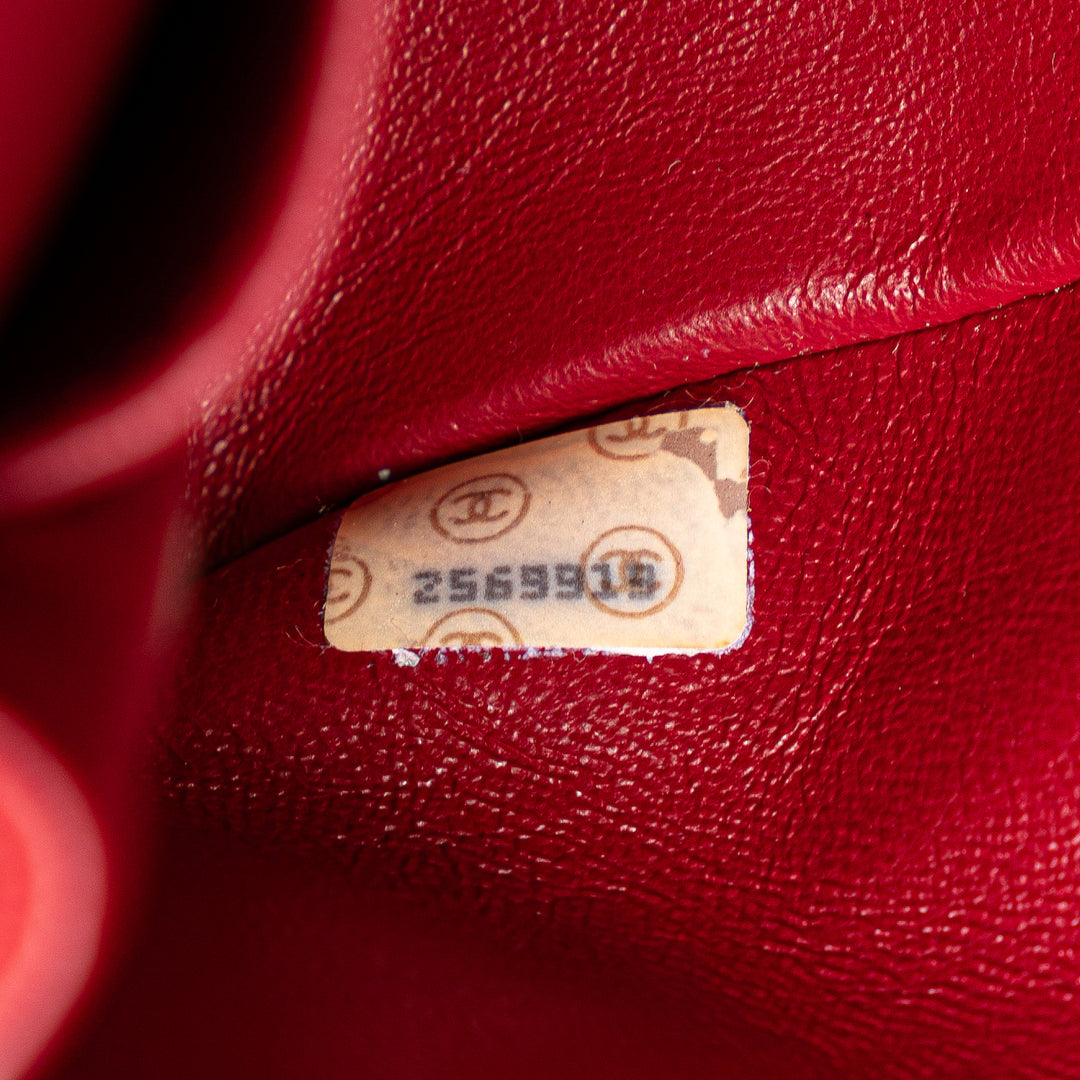 Small Classic Lambskin Double Flap Red - Gaby Paris