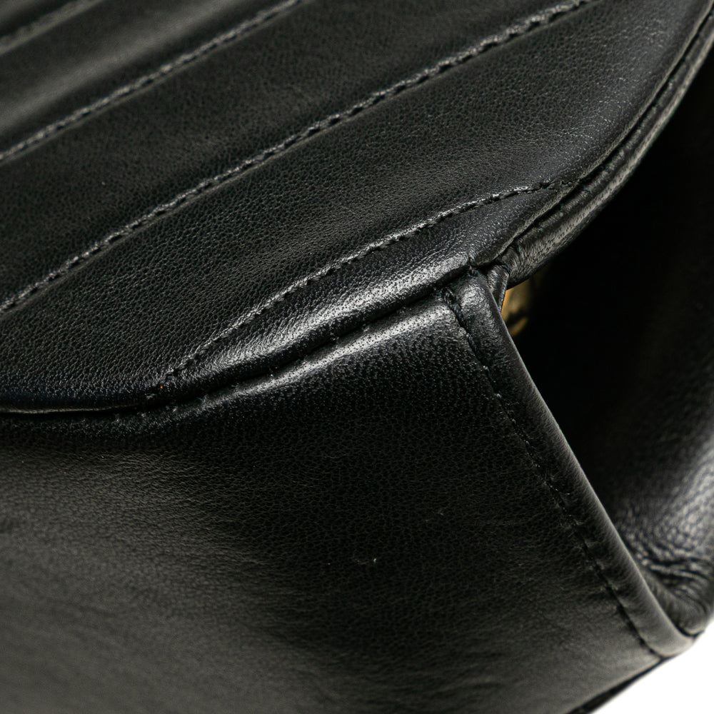CC Chevron Quilted Lambskin Kiss Lock Shoulder Bag Black - Gaby Paris