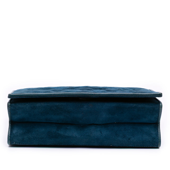 Small CC Quilted Suede Chain Crossbody Blue - Gaby Paris