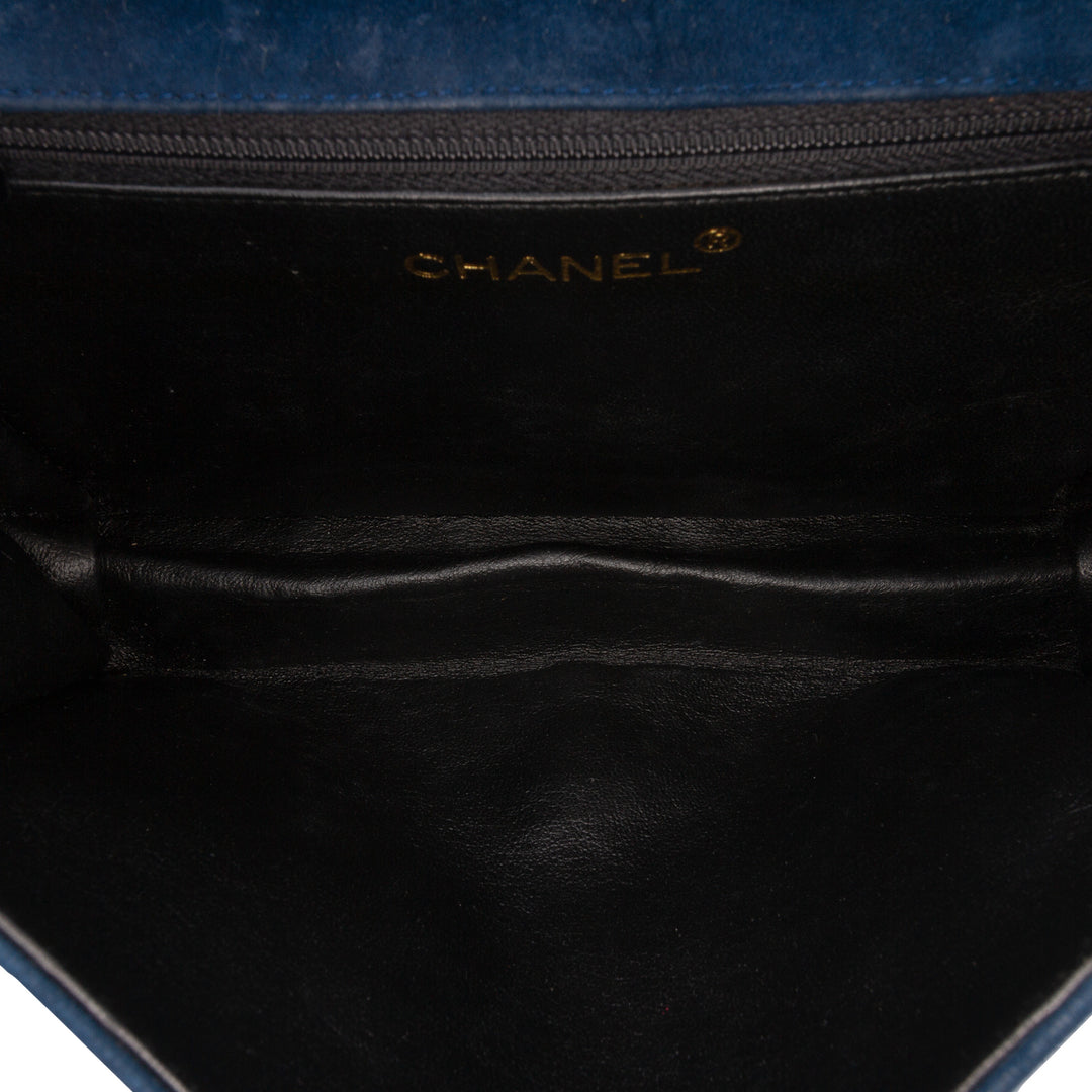 Small CC Quilted Suede Chain Crossbody Blue - Gaby Paris