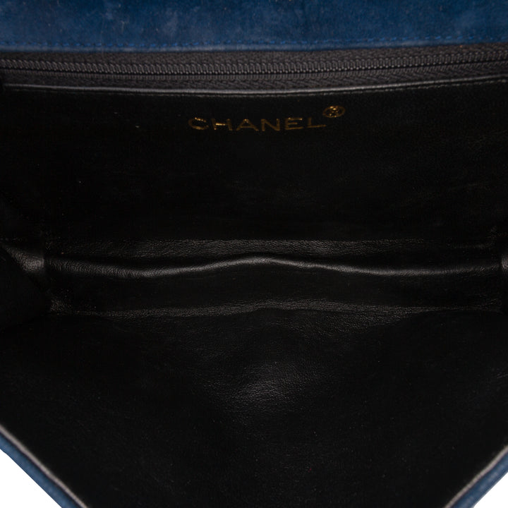 Small CC Quilted Suede Chain Crossbody Blue - Gaby Paris