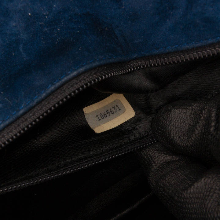 Small CC Quilted Suede Chain Crossbody Blue - Gaby Paris