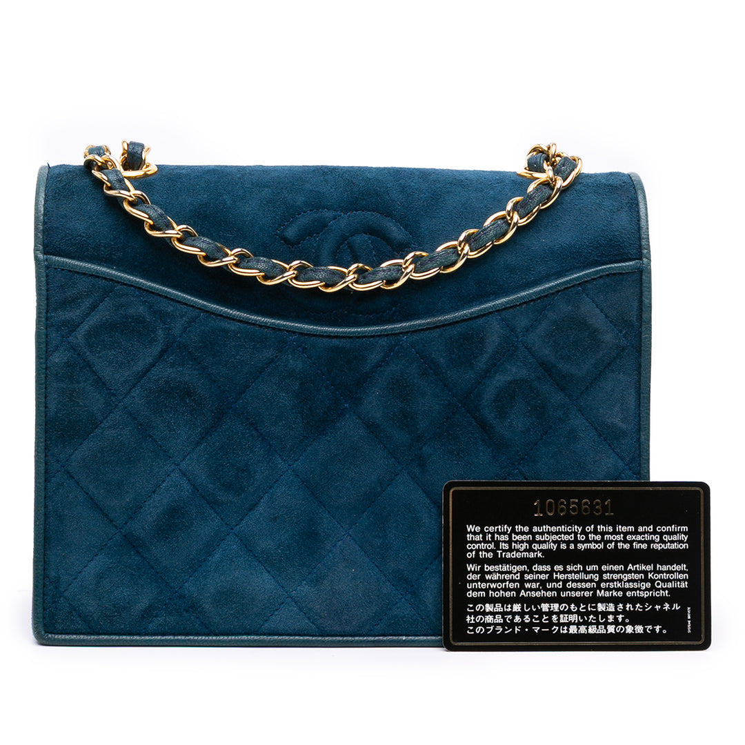 Small CC Quilted Suede Chain Crossbody Blue - Gaby Paris