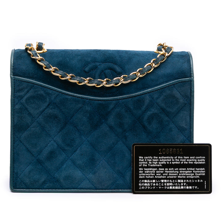 Small CC Quilted Suede Chain Crossbody Blue - Gaby Paris