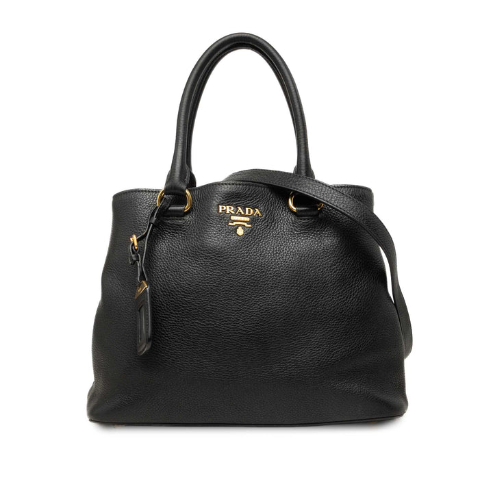 Prada Cabas Vitello Daino Open Noir – vue principale – GABY PARIS