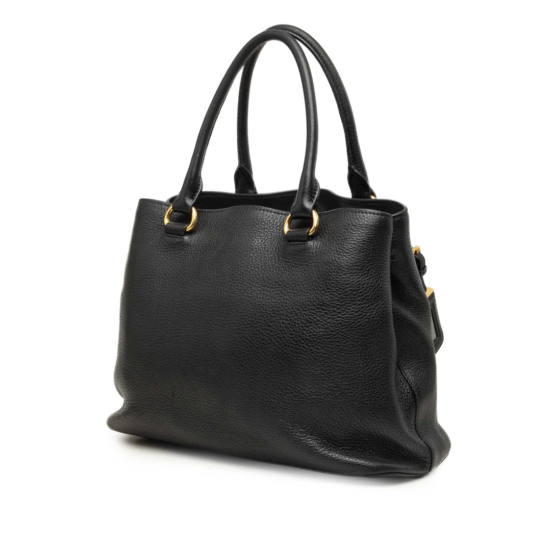 Prada Cabas Vitello Daino Open Noir – vue 2 – GABY PARIS